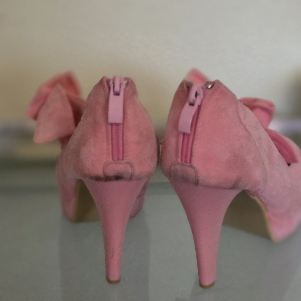 Pink Suede Bow Women's Shoes - Picture 4 of 4